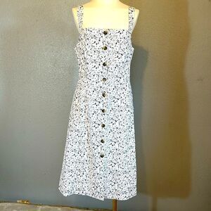 Gap women’s white gray and black floral print squared neck apron dress size 12 T